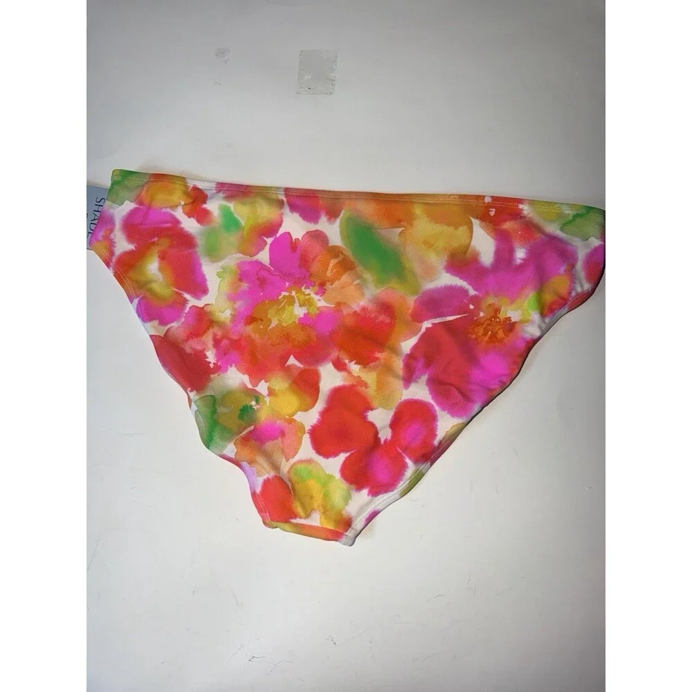 Shade & Shore Mid Rise Bikini Bottoms womens XL Bright Water Colored Floral New